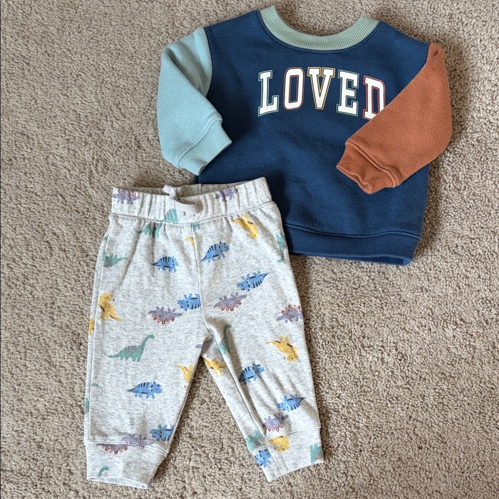 Jumping Beans Blue and Gray Dinosaur Jogger Set